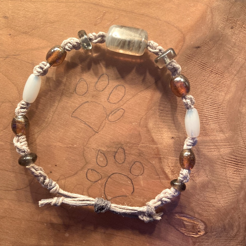 Hemp braided bracelets with glass beads